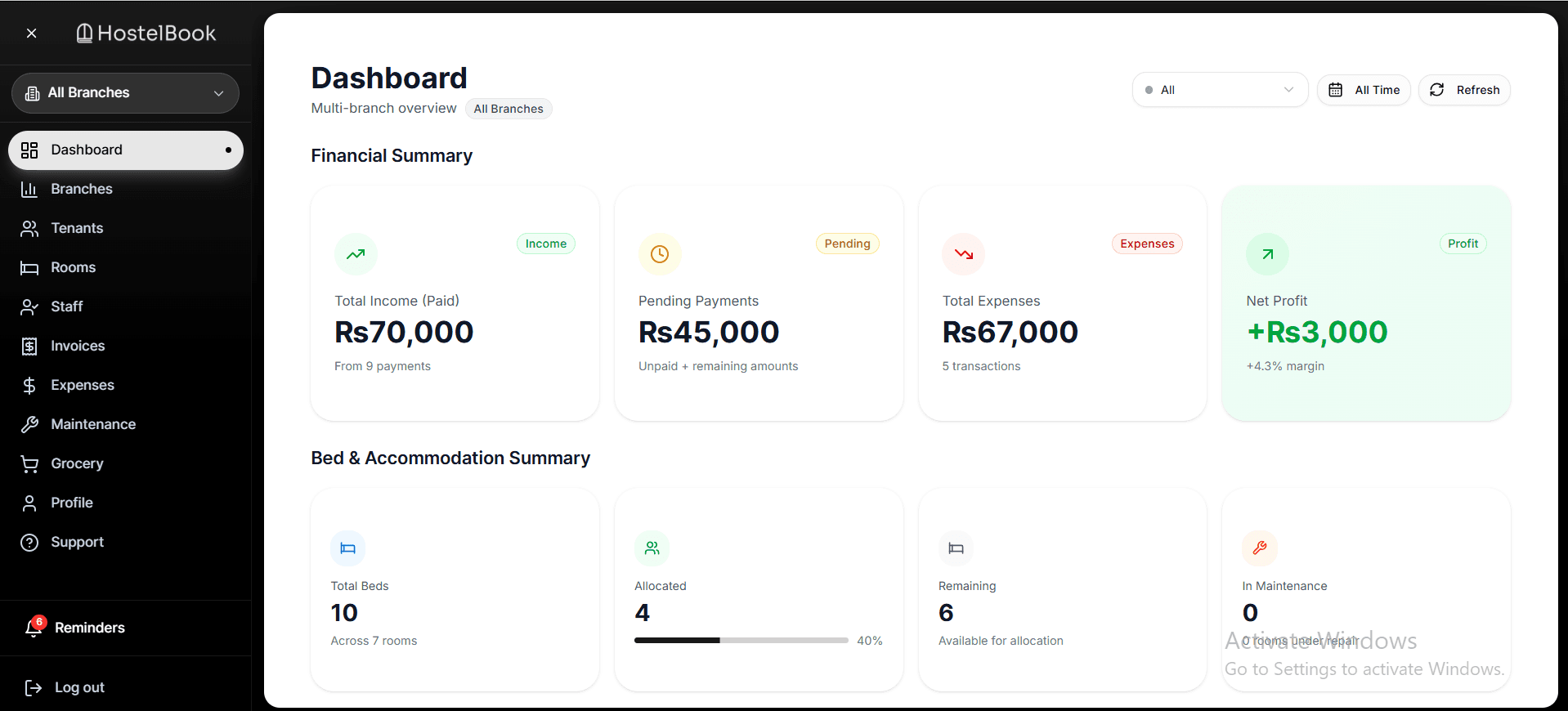 Dashboard - Web