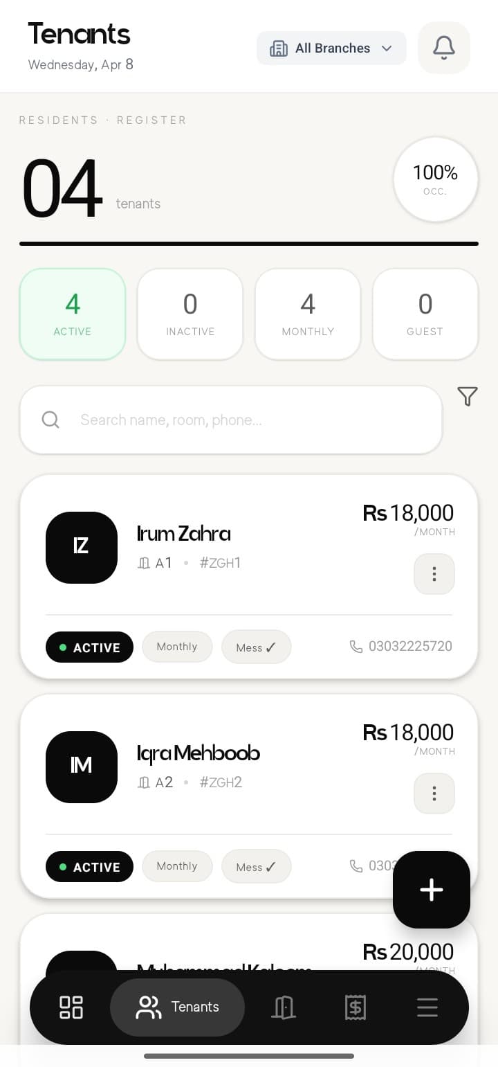 Tenants — mobile