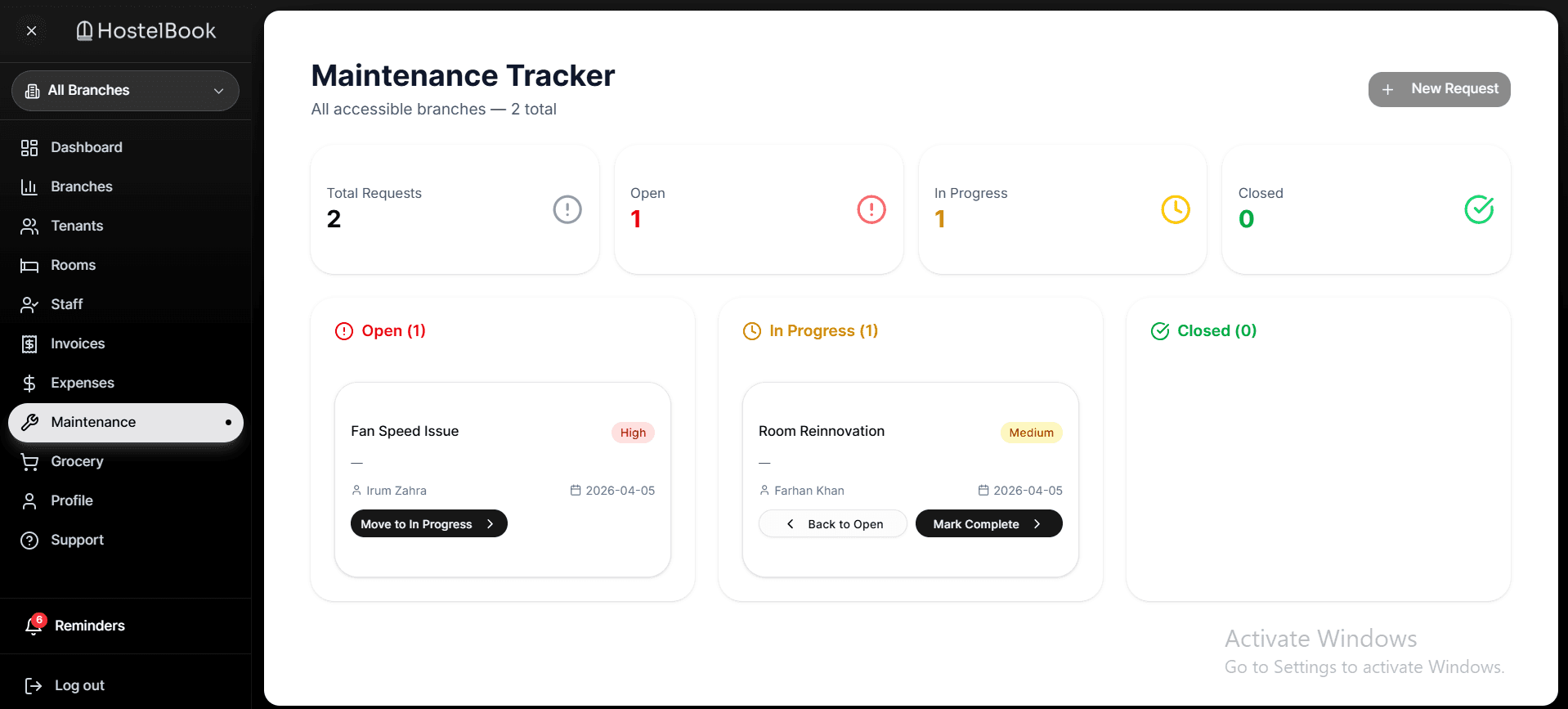 Maintenance — web
