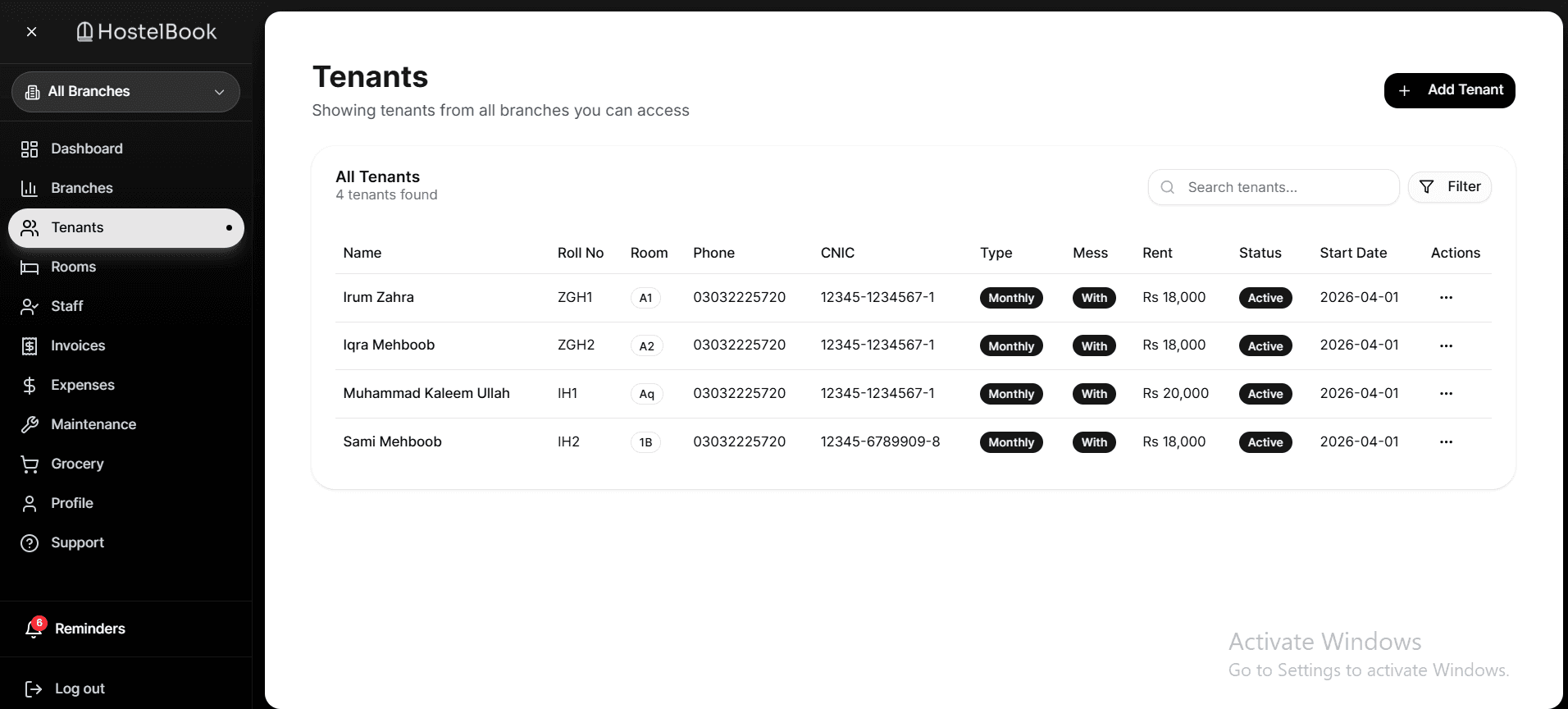 Tenants — web